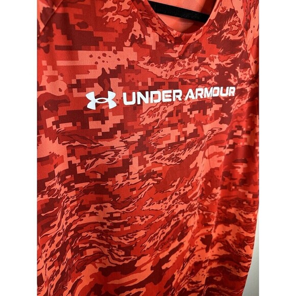 Under Armour Shirt Mens Size XXL Red T-Shirt UA Tech ABC Camo Short Sleeve Venom - Picture 4 of 6